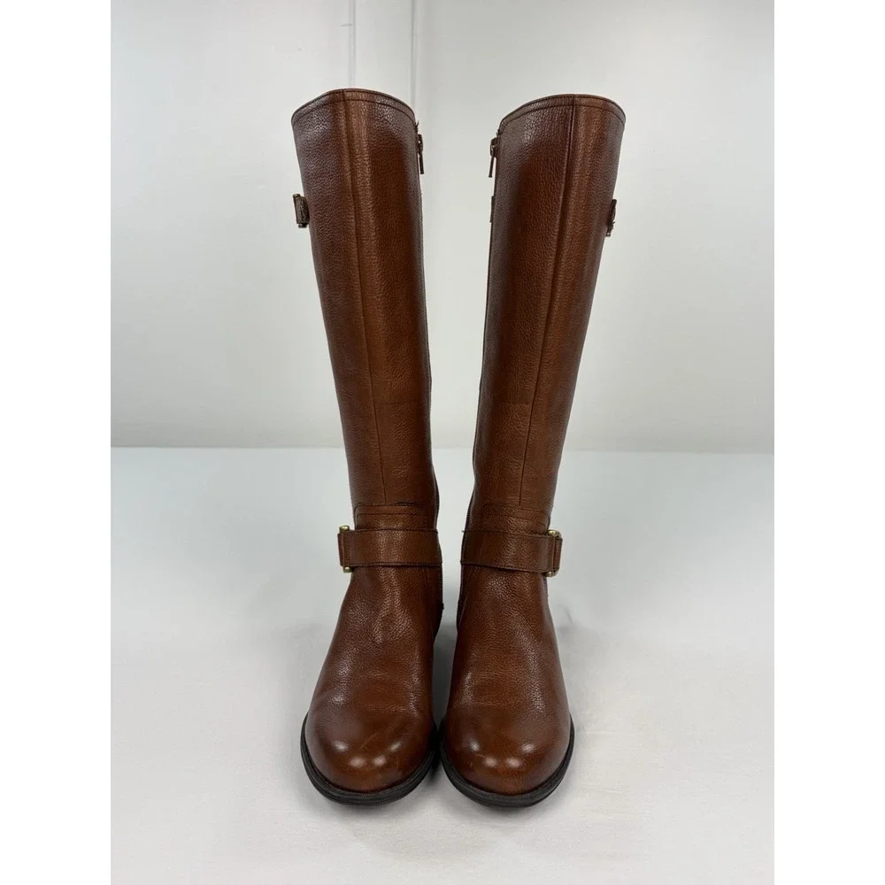 Naturalizer Jersey Brown Leather Knee High Riding Boots N5 Comfort Women's 7 M